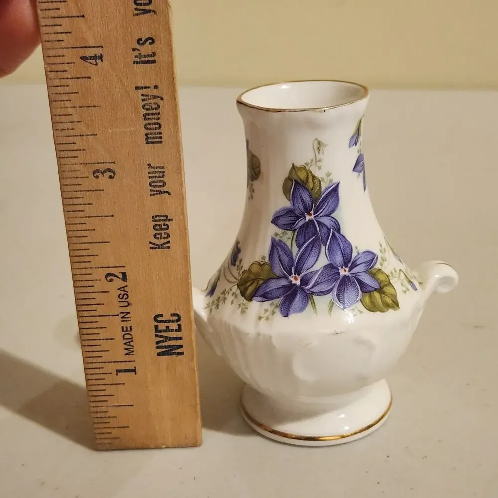 Vintage Royal Grafton Porcelain Bud Mini Vase Jacobean Violets China Decor